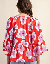 Load image into Gallery viewer, Aliza Red Floral Print Top