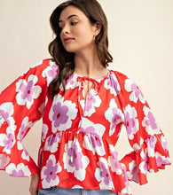 Load image into Gallery viewer, Aliza Red Floral Print Top