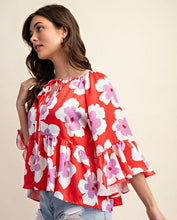 Load image into Gallery viewer, Aliza Red Floral Print Top