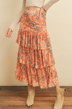 Load image into Gallery viewer, Mona Sunkist Floral Ruffle Skirt