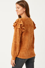 Load image into Gallery viewer, Ruthie Knit Ruffled Shoulder Top