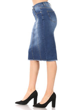 Load image into Gallery viewer, Mia Indigo Wash Embroidered Denim Skirt