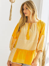Load image into Gallery viewer, Sophia Striped Ruffle Top - Honey