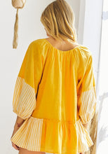 Load image into Gallery viewer, Sophia Striped Ruffle Top - Honey