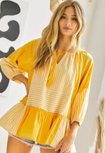 Load image into Gallery viewer, Sophia Striped Ruffle Top - Honey