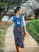 Load image into Gallery viewer, Navy Paisley Tiered Skirt