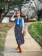 Load image into Gallery viewer, Navy Paisley Tiered Skirt