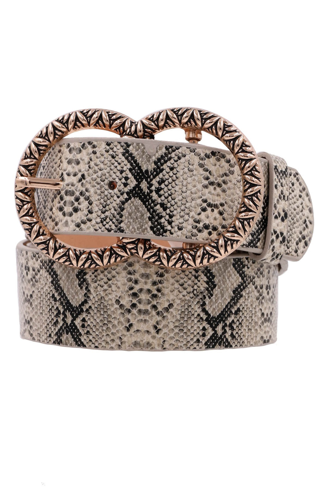 Snake Print Double Ring Belt