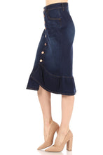 Load image into Gallery viewer, Mermaid Dark Indigo Wash Denim Skirt
