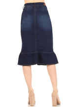 Load image into Gallery viewer, Mermaid Dark Indigo Wash Denim Skirt
