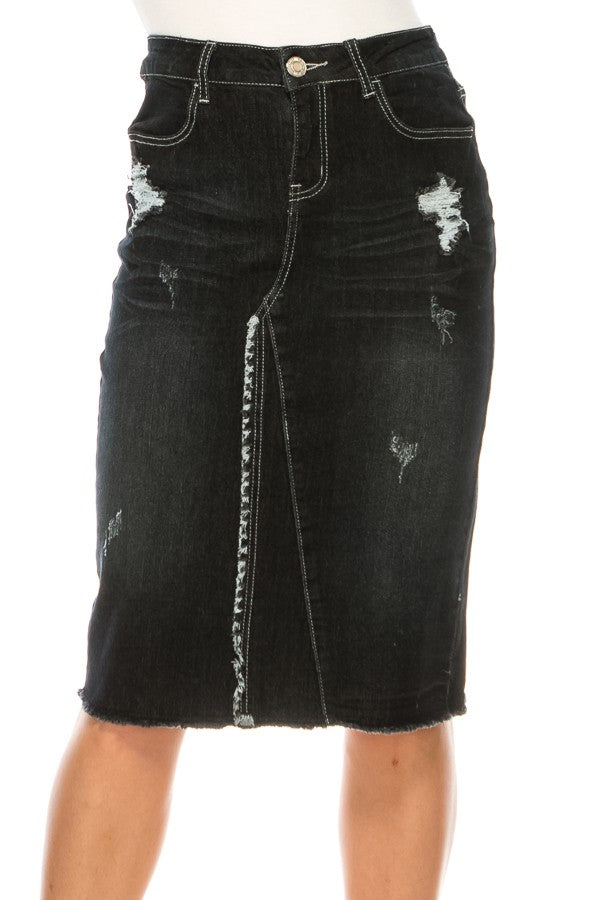 Lynn Black Wash Denim Skirt