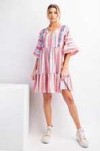 Load image into Gallery viewer, Penelope Pink Embroidered Linen Dress
