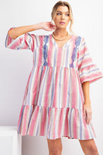 Load image into Gallery viewer, Penelope Pink Embroidered Linen Dress
