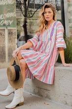 Load image into Gallery viewer, Penelope Pink Embroidered Linen Dress
