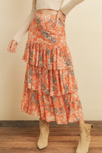 Load image into Gallery viewer, Mona Sunkist Floral Ruffle Skirt
