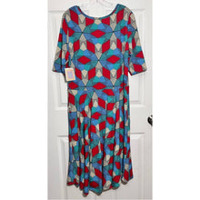 Load image into Gallery viewer, NWT LULAROE Blue Red Green Cream Nicole Geometric Dress size 3XL
