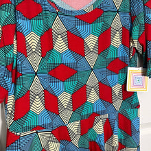 Load image into Gallery viewer, NWT LULAROE Blue Red Green Cream Nicole Geometric Dress size 3XL
