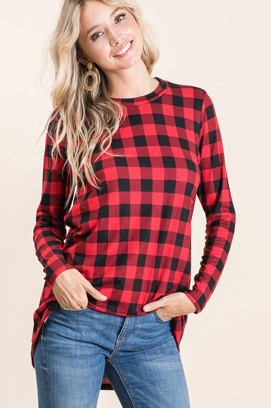 Buffalo Plaid Long Sleeve Top