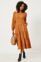 Load image into Gallery viewer, Naomi Camel Textured Polka Dot Dress
