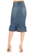 Load image into Gallery viewer, Mermaid Vintage Wash Denim Skirt
