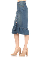 Load image into Gallery viewer, Mermaid Vintage Wash Denim Skirt
