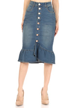 Load image into Gallery viewer, Mermaid Vintage Wash Denim Skirt
