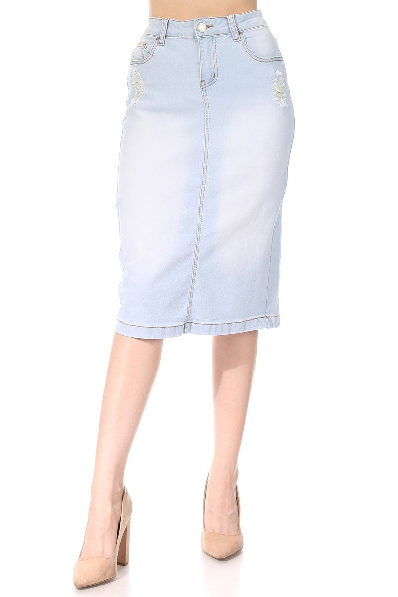 Hannah Light Wash Denim Skirt