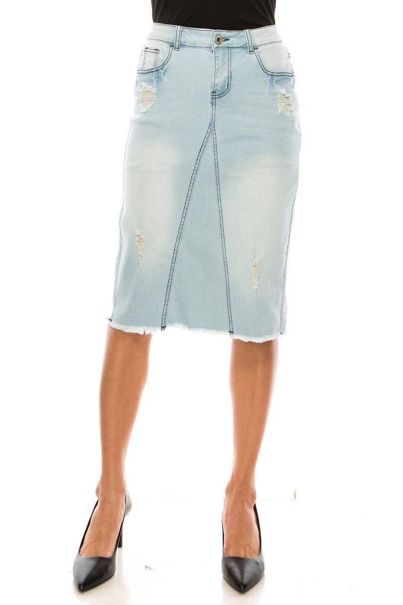 Jamie Light Indigo Wash Denim Skirt